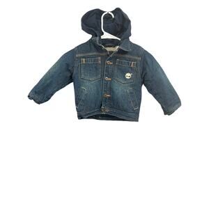 Timberland Winter Hoodie Fleece Warm Blue Denim Jacket Kids 3T